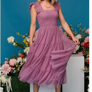 Baltic Born Mauve Ruffle Midi Dress